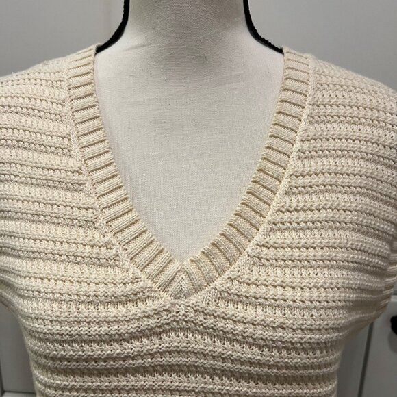 NWOT Line & Dot Cream Cropped Sweater Vest in Cotton Knit Size S - Picture 3 of 8